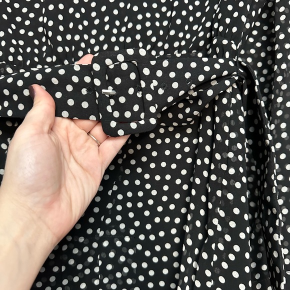 NEW Zara Polka Dot Belted Long Sleeve High Neck Maxi Dress M - Picture 5 of 9